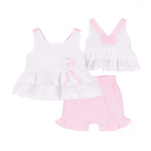 Everything Must Change (EMC) Baby Girl White Blouse and Pink Short Set
